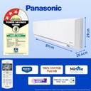  Panasonic 1 Ton 3 Star Wi-Fi Inverter Smart Split AC (Copper Condenser, 7 in 1 Convertible with True AI Mode, PM 0.1 Air Purification Filter, CS/CU-SU12ZKYWA, 2024 Model, White) 