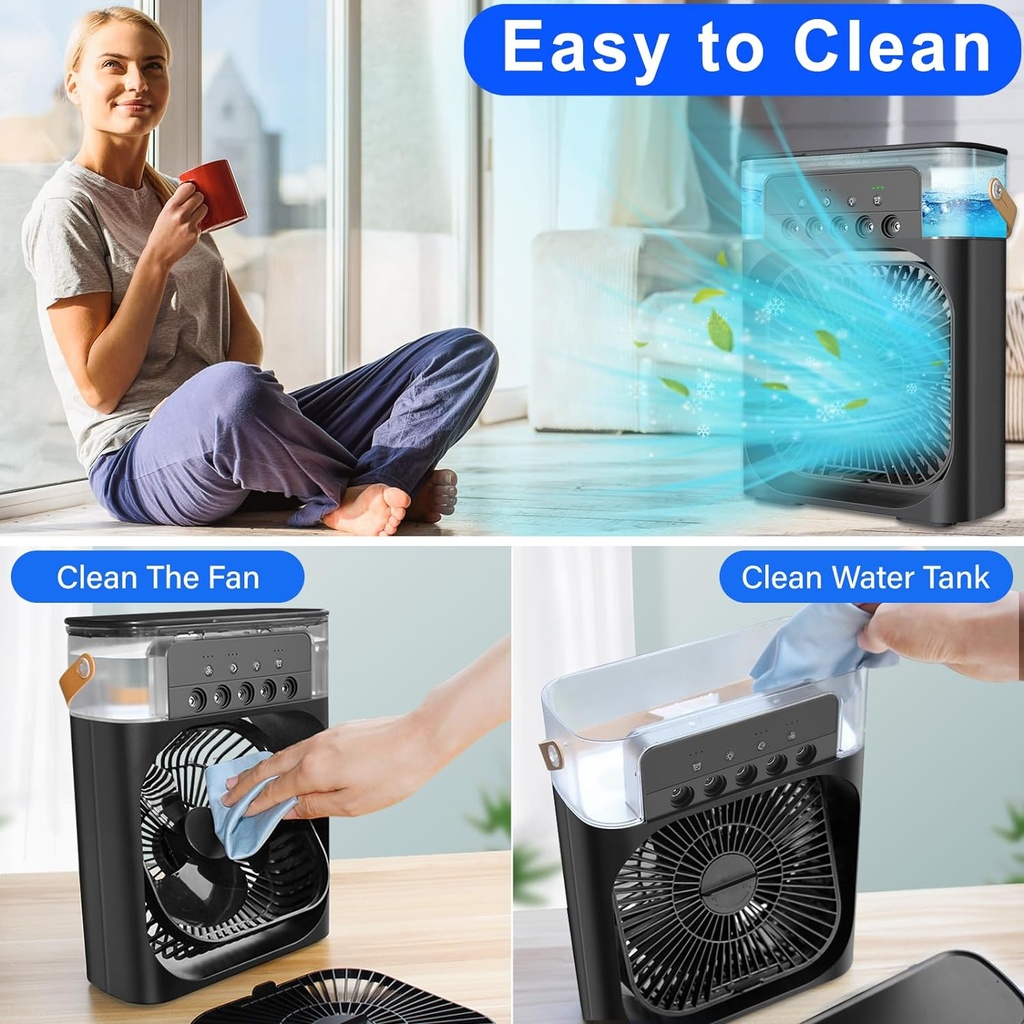 Portable Air Conditioner - Small Personal Air Cooler Quiet AC Portable Mini Computer Cooling Fan USB Powered 1/2/3H Timer, 3 Speed