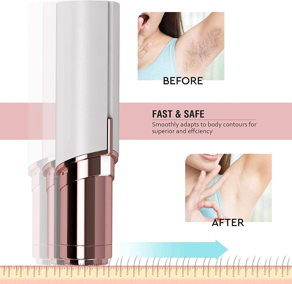 EIRMON Hair Remover For Women Skincare Lipstick Shape Mini Epilator trimmer Machine for face, Upper Lip, Chin, Eyebrow, etc. with Battery (White) 