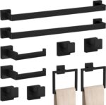 10-Pieces Matte Black Bathroom Accessories Set, 23.6 Inch Bath Towel Bar Set, SUS 304 Stainless Steel Bathroom Hardware Set, Towel Racks for Bathroom Wall Mounted. - Image 2