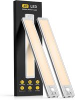 10inch Under Cabinet Lighting, 2 Pack Rechargeable Motion Sensor Light Indoor, 5 Levels Dimmable Magnetic Closet Lights, Wireless Under Counter Lights for Kitchen, Stairs - Image 2