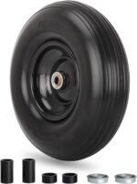 13" Wheelbarrow Tire, 4.00-6 Flat-free Solid Tire and Wheel, with 5/8" or 3/4" Bearings, 1.75" Centered Hub for Wheelbarrow/Wagon/Trolley/Garden Scooter Cart - Image 2