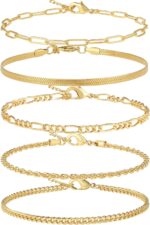14K Gold/Sterling Silver Plated Anklet Bracelets for Women Waterproof Plus Size Cuban Link Chain Ankle Bracelet for Large Ankle 9-12inch - Image 2