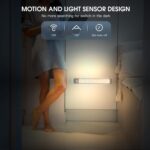 10inch Under Cabinet Lighting, 2 Pack Rechargeable Motion Sensor Light Indoor, 5 Levels Dimmable Magnetic Closet Lights, Wireless Under Counter Lights for Kitchen, Stairs - Image 5