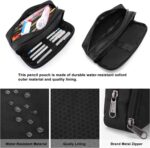 Della Gao Pencil Case Large Capacity Pencil Pouch Aesthetic Pen Bag Office Stationery Organizer Simple Sturdy Multifunctional Pencil Bag for Men - Black - Image 3