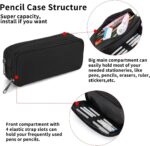 Della Gao Pencil Case Large Capacity Pencil Pouch Aesthetic Pen Bag Office Stationery Organizer Simple Sturdy Multifunctional Pencil Bag for Men - Black - Image 4