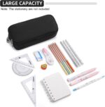 Della Gao Pencil Case Large Capacity Pencil Pouch Aesthetic Pen Bag Office Stationery Organizer Simple Sturdy Multifunctional Pencil Bag for Men - Black - Image 6