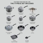 T-fal Ultimate Hard Anodized Nonstick Cookware Set 17 Piece, Oven Broiler Safe 400F, Lid Safe 350F, Kitchen Cooking Set w/Fry Pans, Saucepans, Saute Pan, Griddle, Pots and Pans, Dishwasher Safe Black - Image 3
