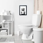 Bathroom Picture Wall Decor, Framed Black and White Bathroom Wall Art, Toilet Paper in Little Funny Raccoon's Hand Animal Canvas Print Painting - Image 6