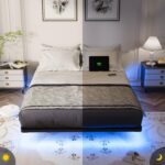 OLEVS Floating Bed Frame Full Size with Smart LED Lights and Charging Station - Modern Metal Platform Bed, Easy Assembly No Box Spring Needed - Image 8