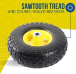 (2-Pack) 10-Inch Solid Rubber Tire Wheels - Replacement 4.10/3.50-4" Tires and Wheels Flat Free with 5/8" Axle Bore Hole Bearings, 2.17" Offset Hub -Perfect for Hand Truck, Wheelbarrow, Gorilla Carts - Image 4