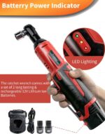 AOBEN Cordless Electric Ratchet Wrench Set, 3/8" 12V Power Ratchet Tool Kit With 2 Packs 2000mAh Lithium-Ion Battery And Charger - Image 5