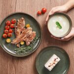 Stoneware Dinnerware Sets Service for 4, 12 pcs Reactive Glaze Plates and Bowls Sets, Handmade Ceramic Dish Set, Highly Chip and Crack Resistant Modern Plate Set, Brown Green - Image 5