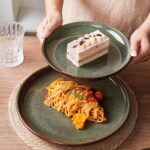 Stoneware Dinnerware Sets Service for 4, 12 pcs Reactive Glaze Plates and Bowls Sets, Handmade Ceramic Dish Set, Highly Chip and Crack Resistant Modern Plate Set, Brown Green - Image 6