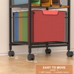 Rolling File Cabinet with Adjustable Dividers, Mobile Filing Cabinet with Storage Drawer on Lockable Wheels, Hanging File Organizer Beside Under Desk for Office, Home（Patent Pending） - Image 6