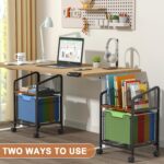 Rolling File Cabinet with Adjustable Dividers, Mobile Filing Cabinet with Storage Drawer on Lockable Wheels, Hanging File Organizer Beside Under Desk for Office, Home（Patent Pending） - Image 8