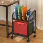 Rolling File Cabinet with Adjustable Dividers, Mobile Filing Cabinet with Storage Drawer on Lockable Wheels, Hanging File Organizer Beside Under Desk for Office, Home（Patent Pending） - Image 9