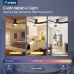 Amico Ceiling Fans with Lights, 42 inch Low Profile Ceiling Fan with Light and Remote Control, Flush Mount, Reversible, 3CCT, Dimmable, Noiseless, Black Ceiling Fan for Bedroom, Indoor/Outdoor Use - Image 8