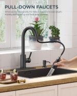 FORIOUS Black Kitchen Faucet with Soap Dispenser and Pull Down Sprayer, Bar High Arc Single Handle Classic 3 Modes Stainless Steel Faucet for Kitchen Sink Farmhouse RV Laundry Camper - Image 3