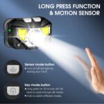 LHKNL Headlamp Flashlight, Lumen Ultra-Light Bright LED Rechargeable Headlight with White Red Light, 2-Pack Waterproof Motion Sensor Head Lamp,8 Modes for Outdoor Camping Running Hiking Fishing - Image 4
