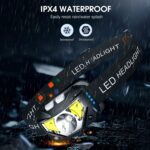 LHKNL Headlamp Flashlight, Lumen Ultra-Light Bright LED Rechargeable Headlight with White Red Light, 2-Pack Waterproof Motion Sensor Head Lamp,8 Modes for Outdoor Camping Running Hiking Fishing - Image 7
