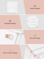 SMARTAKE 25-Piece Drawer Organizer with Non-Slip Silicone Pads, 4-Size Desk Drawer Organizer Trays Storage Tray for Makeup, Jewelries, Utensils in Bedroom Dresser, Office and Kitchen (Clear) - Image 6