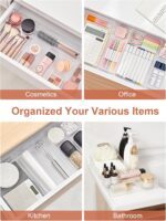 SMARTAKE 25-Piece Drawer Organizer with Non-Slip Silicone Pads, 4-Size Desk Drawer Organizer Trays Storage Tray for Makeup, Jewelries, Utensils in Bedroom Dresser, Office and Kitchen (Clear) - Image 7
