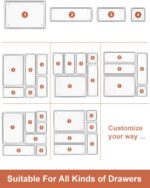 SMARTAKE 25-Piece Drawer Organizer with Non-Slip Silicone Pads, 4-Size Desk Drawer Organizer Trays Storage Tray for Makeup, Jewelries, Utensils in Bedroom Dresser, Office and Kitchen (Clear) - Image 8