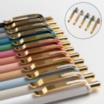 Linbsunne Ballpoint Pens Black Medium Point 1mm Pen with Super Soft Grip Ball Point Pen for Men Women Retractable Pens (gold-12 pcs) - Image 5