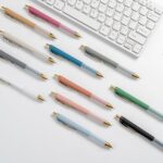 Linbsunne Ballpoint Pens Black Medium Point 1mm Pen with Super Soft Grip Ball Point Pen for Men Women Retractable Pens (gold-12 pcs) - Image 7