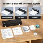 JADENS Portable Thermal Printer with 6 Rolls of Thermal Paper, Inkless Printer Bluetooth & USB, Portable Printers Wireless for Travel, Car and Office - Image 5