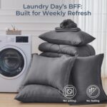 HEVUMYI 7 Pieces Queen Comforter Set, All Season Reversible Bed in a Bag Queen, Ultra Soft Queen Bedding Set with Grey Comforter, Flat Sheet, Fitted Sheet, Pillowcases, Pillow Shams, Dark Grey - Image 8