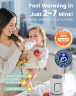 Bottle Warmer, GROWNSY 8-in-1 Fast Baby Milk Warmer with Timer for Breastmilk or Formula, Accurate Temperature Control, with Defrost, Sterili-zing, Keep, Heat Baby Food Jars Function - Image 3