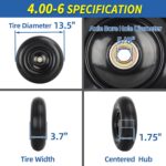 13" Wheelbarrow Tire, 4.00-6 Flat-free Solid Tire and Wheel, with 5/8" or 3/4" Bearings, 1.75" Centered Hub for Wheelbarrow/Wagon/Trolley/Garden Scooter Cart - Image 3