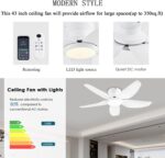 Ceiling Fans with Lights, 43 Inch Low Profile Ceiling Fan with Light and Remote/App Control, Flush Mount, Reversible DC Motor, 3CCT, Dimmable, Noiseless, White Ceiling Fan for Indoor/Outdoor Use - Image 8