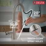 Delta Boyd Brushed Nickel Kitchen Faucet with Pull Down Sprayer and Soap Dispenser, Modern Single Hole Kitchen Sink Faucet, Single Handle, SpotShield Stainless 19893Z-SPSD-DST - Image 9