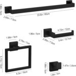 10-Pieces Matte Black Bathroom Accessories Set, 23.6 Inch Bath Towel Bar Set, SUS 304 Stainless Steel Bathroom Hardware Set, Towel Racks for Bathroom Wall Mounted. - Image 3