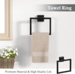 10-Pieces Matte Black Bathroom Accessories Set, 23.6 Inch Bath Towel Bar Set, SUS 304 Stainless Steel Bathroom Hardware Set, Towel Racks for Bathroom Wall Mounted. - Image 6