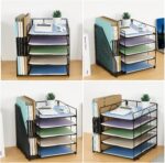 Desk Organizers and Accessories, 5-Tier Paper Letter Tray Organizer with File Holder, Desktop Organizer for Office Supplies (Black) - Image 6