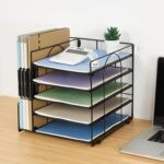 Desk Organizers and Accessories, 5-Tier Paper Letter Tray Organizer with File Holder, Desktop Organizer for Office Supplies (Black) - Image 8