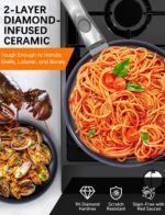 Pro DUXANO 12PC Hybrid 3-Ply Stainless Steel Skillet&Nonstick Pots and Pans Set, High Heat Sear&Fry, 2-Layer Ceramic Induction Cookware, 9H Scratch-Resistant&Anti-Warp,PFAS Free,All Cooktop/Dishwasher - Image 5