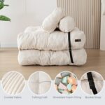 MAXYOYO Folding Sofa Bed, Convertible Sleeper Chair with Pillow Foldable Mattress with Back Support, Portable Fold Out Chair Bed Comfy Floor Sofa Lounge for Living Room Bedroom, Beige, Single - Image 9