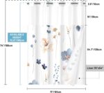 No Hook Shower Curtain with Snap in Liner - Watercolor Floral Shower Curtain - Fabric Waterproof Inner Liner, Plants Blue Beige Flowers White Cloth Shower Curtains Washable, 71 x 74 Inch - Image 7