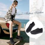 BENPAO Women's White Canvas Shoes Black Canvas Fashion Sneakers for Women Comfortable Casual Tennis Shoes Low Top Walking Shoes - Image 3