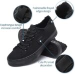 BENPAO Women's White Canvas Shoes Black Canvas Fashion Sneakers for Women Comfortable Casual Tennis Shoes Low Top Walking Shoes - Image 4