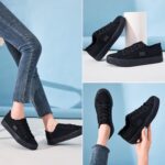 BENPAO Women's White Canvas Shoes Black Canvas Fashion Sneakers for Women Comfortable Casual Tennis Shoes Low Top Walking Shoes - Image 6