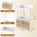 3 Drawers Makeup Organizer - 5 Tier Bathroom Organizers and Storage, Versatile Perfume Vanity Organizer, Ideal for Cosmetic, Large Skincare, Face Mask, Office Supplies, Amber - Image 3