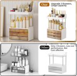 3 Drawers Makeup Organizer - 5 Tier Bathroom Organizers and Storage, Versatile Perfume Vanity Organizer, Ideal for Cosmetic, Large Skincare, Face Mask, Office Supplies, Amber - Image 8