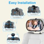 Baby Car Mirror, Safety Car Seat Mirror for Rear Facing Infant, Clear Wide View, 360°Rotation, Easily Observe the Baby Move, Secure, Shatterproof, Crash Tested and Certified (Black) - Image 6