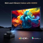 [1000 ANSI & Audio by DBX-TV] Alvar 4K Projector with WiFi 6 and Bluetooth, 30W Speakers, NetfIix Certified & DoIby Audio Outdoor Proyector, Auto Focus Native 1080P Smart Projector, Black - Image 6
